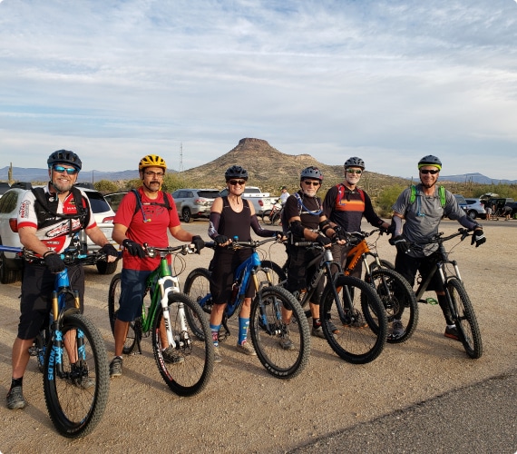 Photo of the Santan Shredders lined up and ready for a night ride